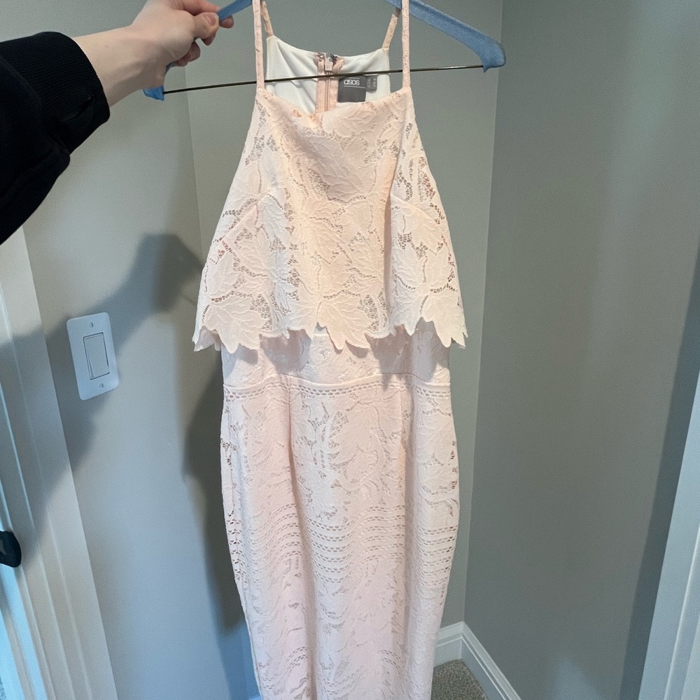 ASOS Light Blush Lace Halter Dress